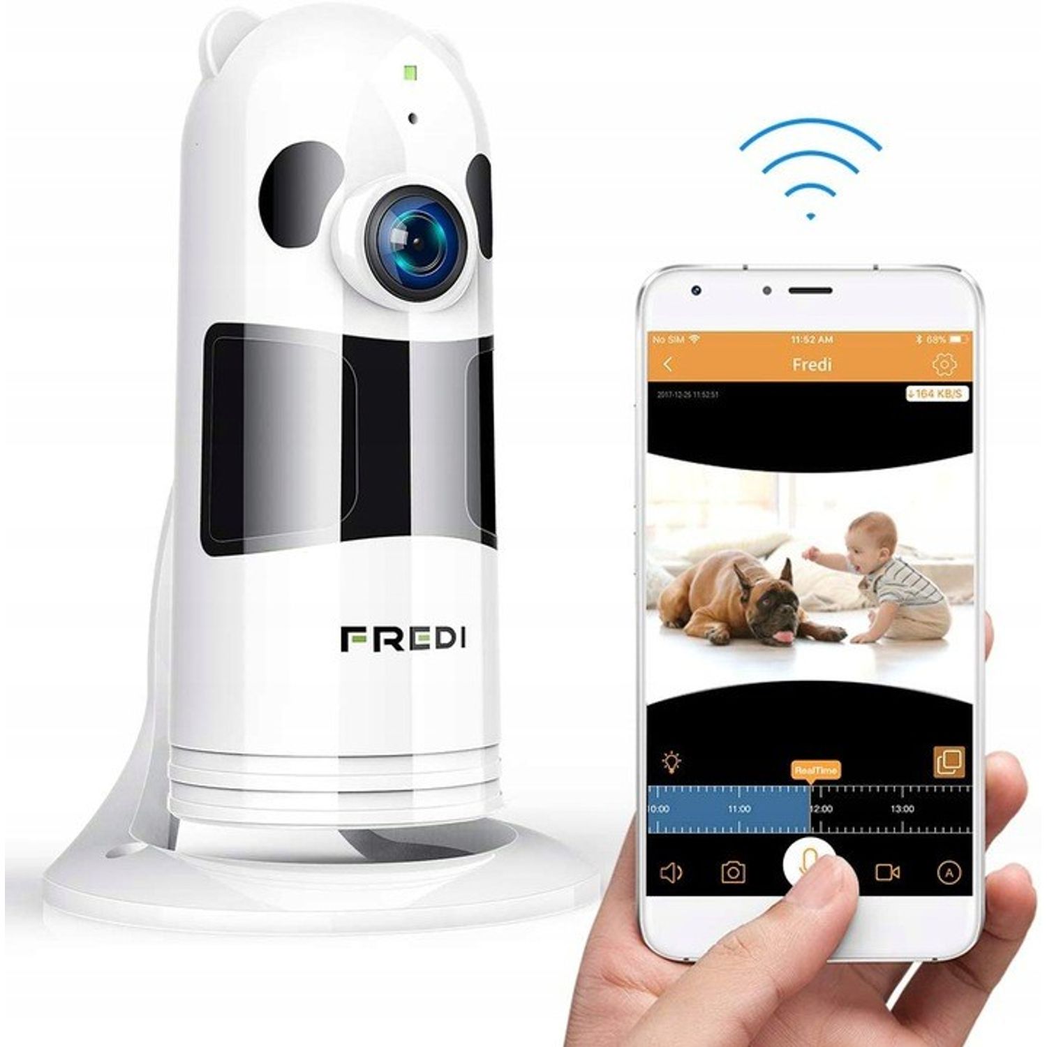Camera de supraveghere Wifi Fredi IP 1080p cu microfon si difuzor, model panda fotografia produsului View 2 L