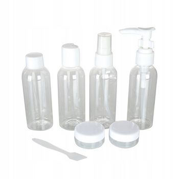 Set 9 Recipiente Cosmetice Din Plastic, Transparent