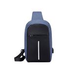 Rucsac cu un umar antifurt, cu USB, impermeabil, albastru, Gonga fotografia produsului