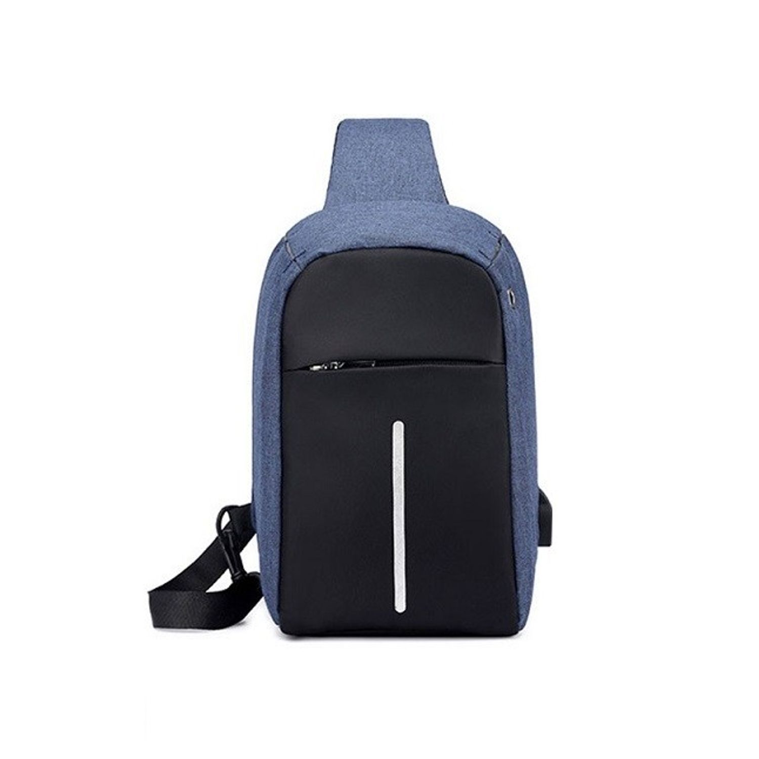 Rucsac cu un umar antifurt, cu USB, impermeabil, albastru, Gonga fotografia produsului