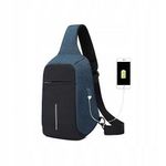Rucsac cu un umar antifurt, cu USB, impermeabil, albastru, Gonga fotografia produsului View 2 S