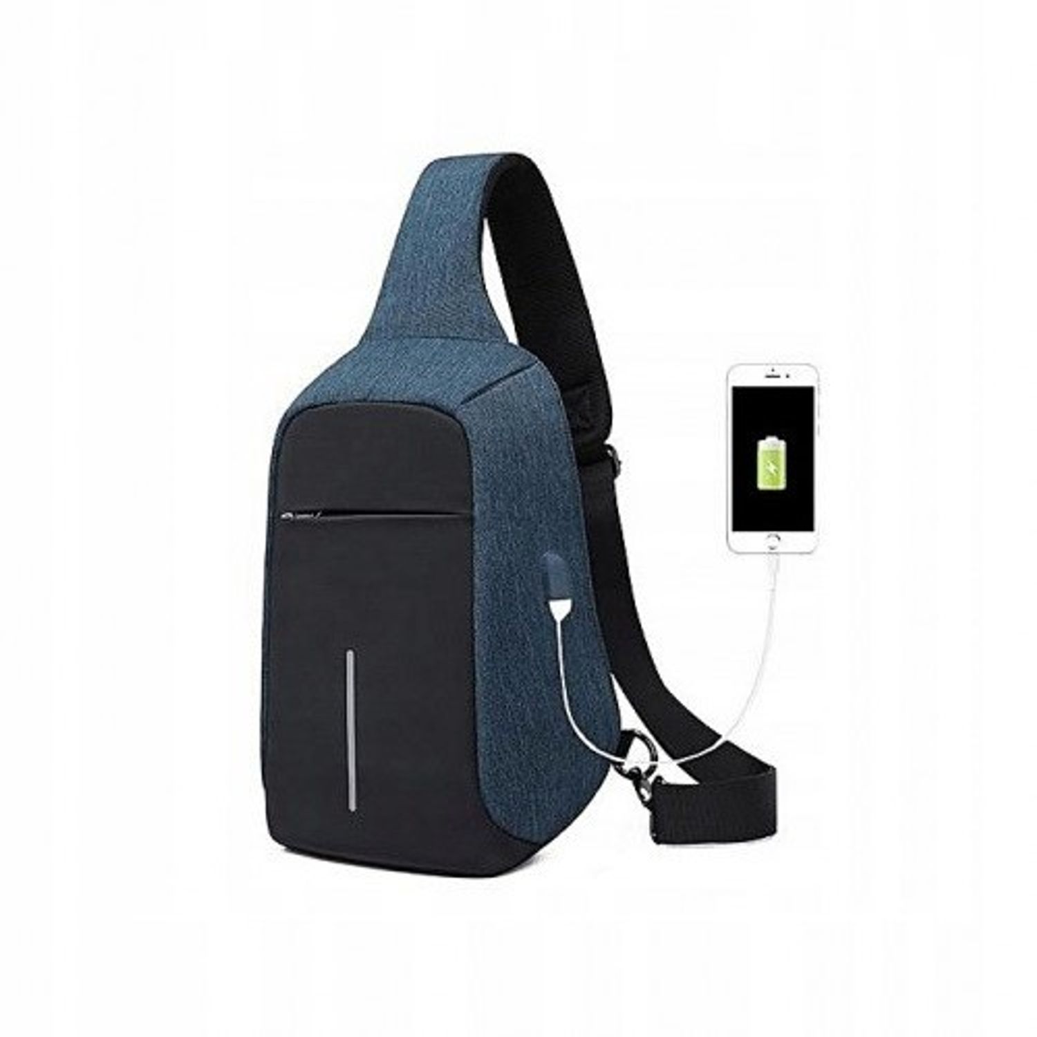 Rucsac cu un umar antifurt, cu USB, impermeabil, albastru, Gonga fotografia produsului View 2 L