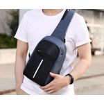 Rucsac cu un umar antifurt, cu USB, impermeabil, albastru, Gonga fotografia produsului View 3 S