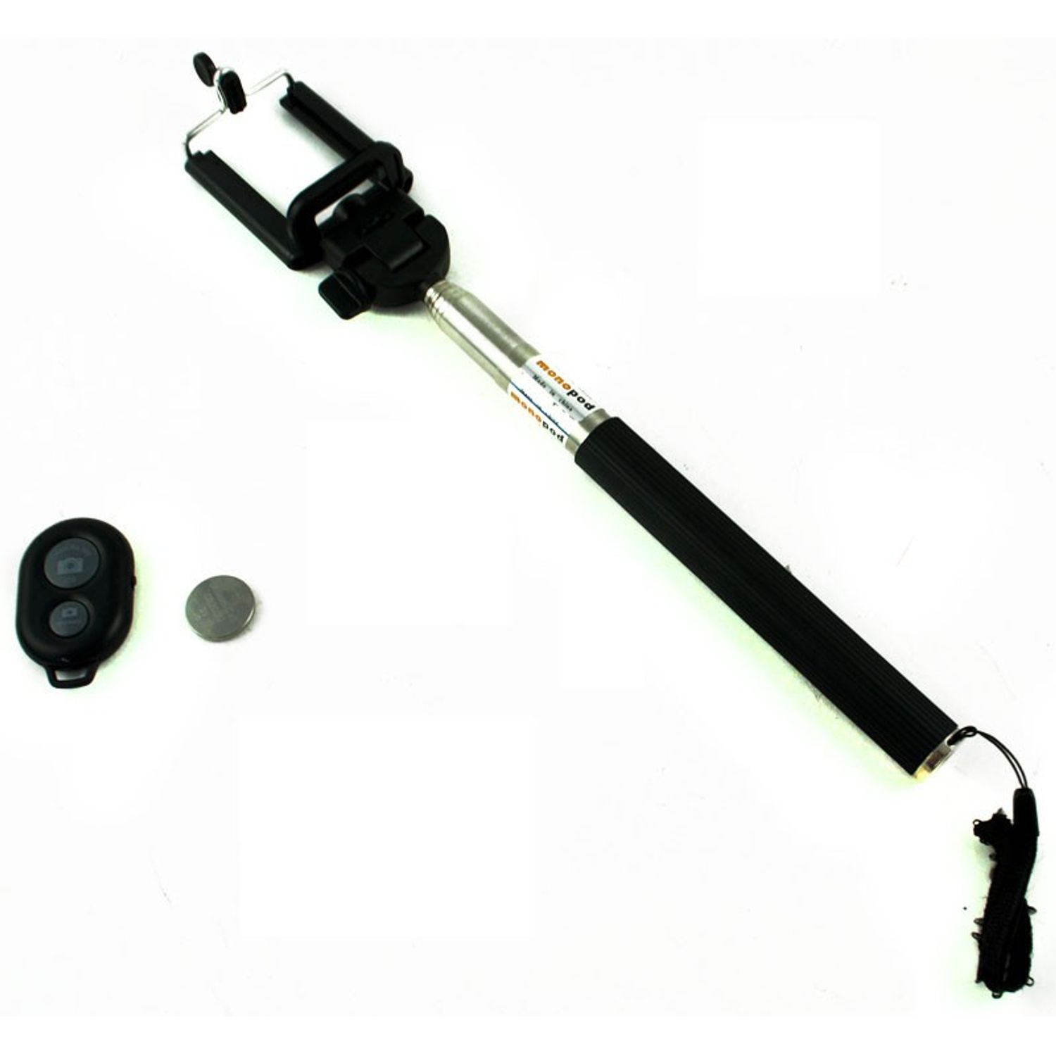 Selfie stick extensibil cu telecomanda Bluetooth, negru fotografia produsului