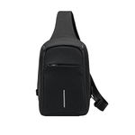 Rucsac cu un umar antifurt, cu USB, impermeabil, negru, Gonga fotografia produsului