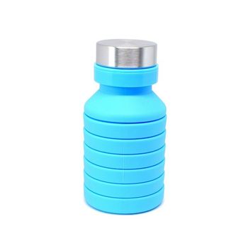 Termos pliabil din silicon, 470 ml, albastru