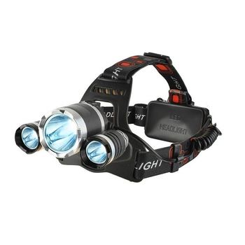 Lampa pentru cap cu 3 led-uri reincarcabila, 3800lm, negru