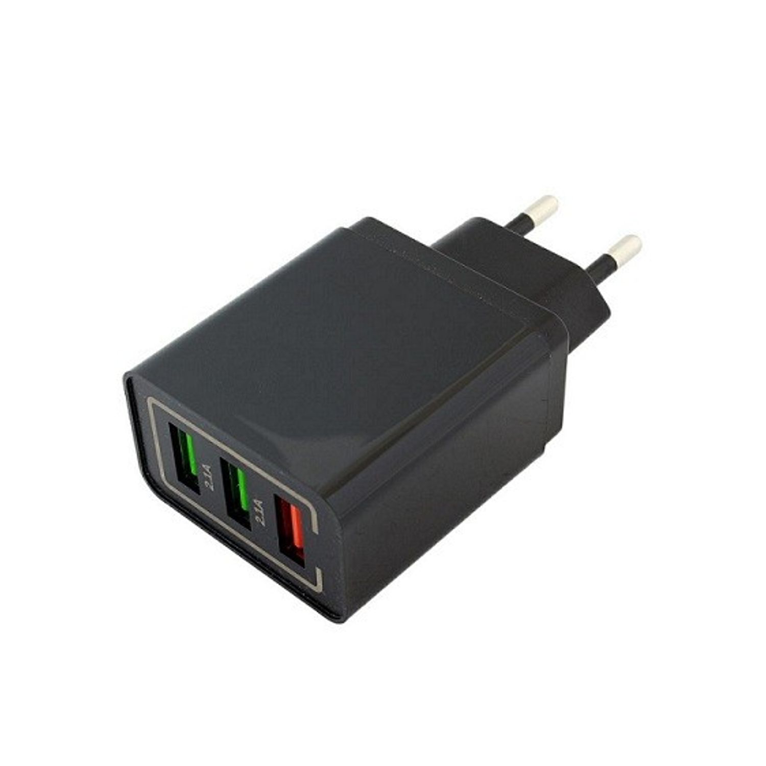 Adaptor priza cu 3 porturi USB, negru fotografia produsului