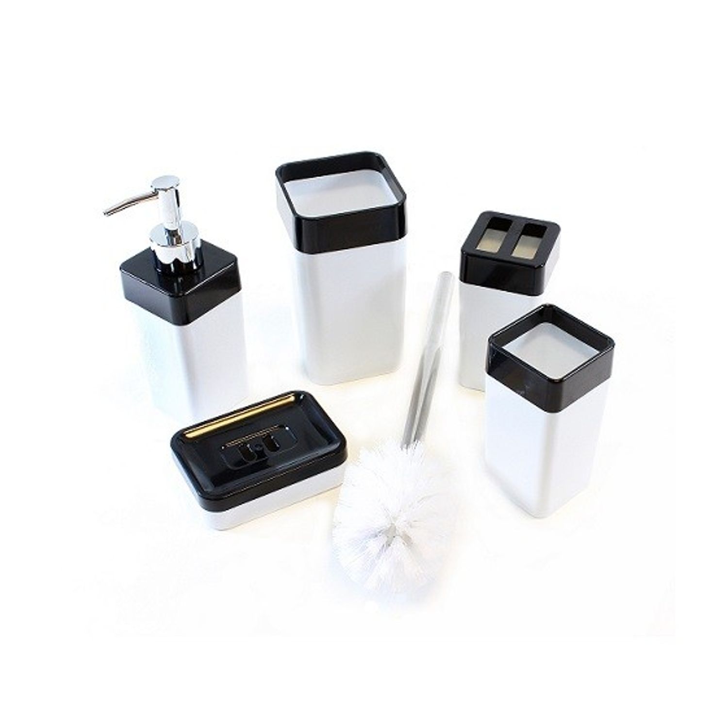 Set pentru baie din acryl, 5 elemente, alb/negru fotografia produsului