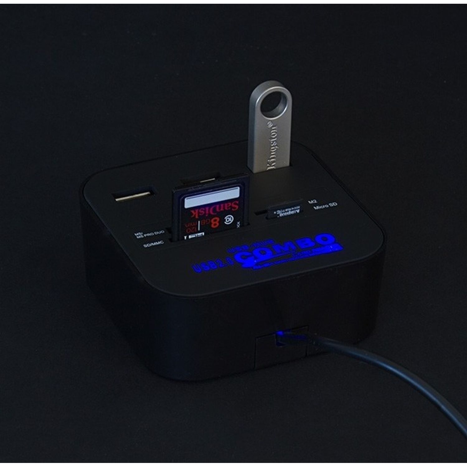 Cititor de carduri 7 in 1 MS/SD/M2/TF, USB 2.0, negru fotografia produsului View 2 L