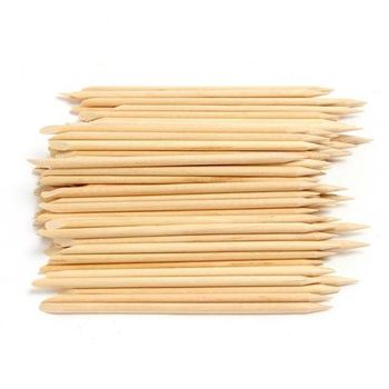 Set de 100 betisoare duble din lemn pentru cuticule, bej