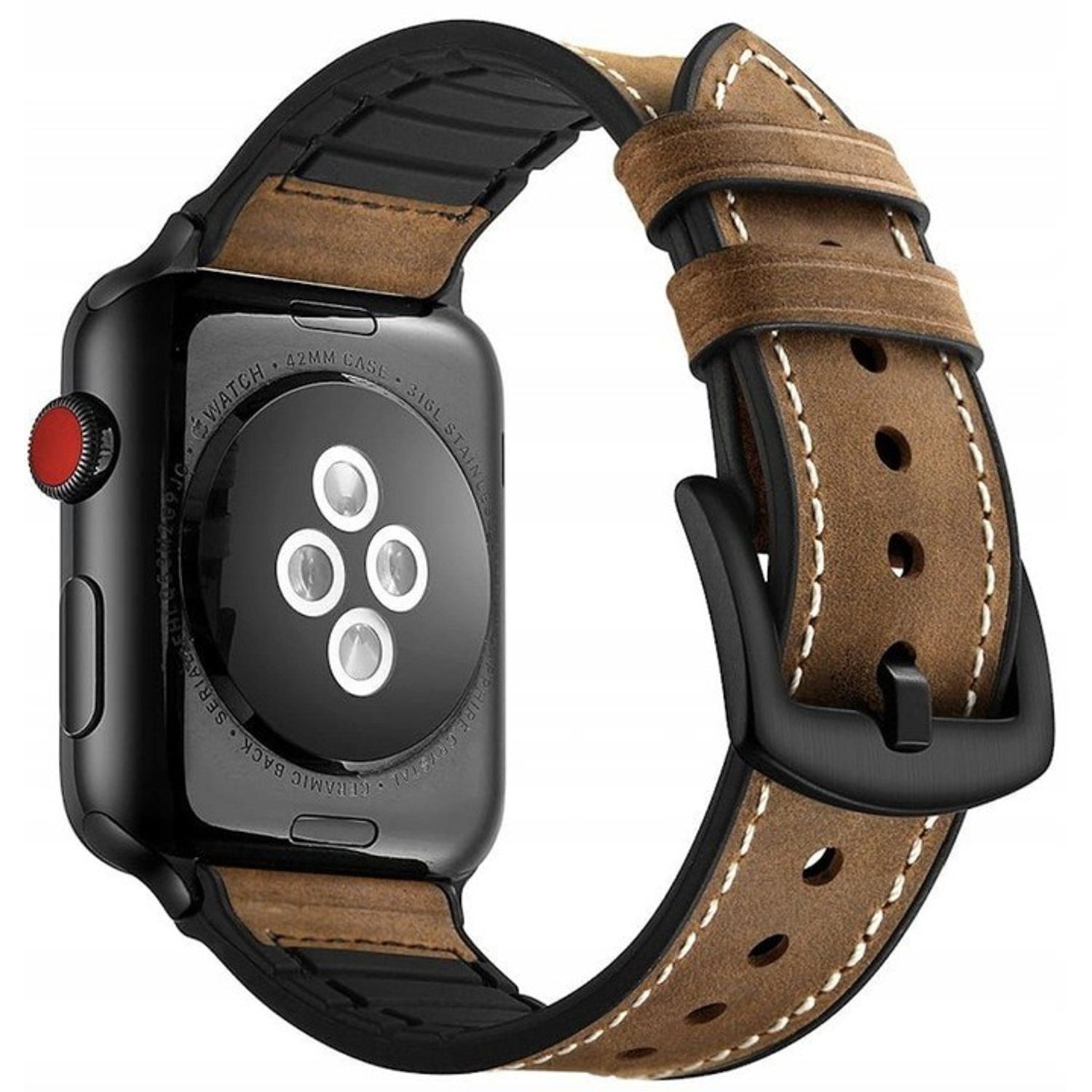 Curea compatibila Apple Watch, 42/44mm din piele, maro fotografia produsului View 2 L