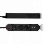 Prelungitor cu priza multipla, 3 posturi, 3 porturi USB, negru fotografia produsului View 2 S