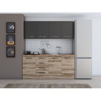 Set mobila bucatarie alfa 180 cm, culoare lyon/wenge