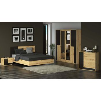 Set mobila dormitor bali, culoare sonoma / negru