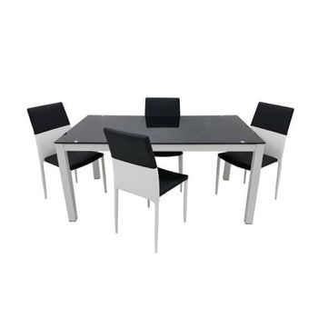 Set masa bucatarie cu 4 scaune, negru/alb, mb-47na+s-89na