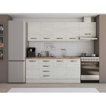 Set bucatarie alfa, 240x210x60 cm, alb murdar