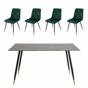 Set masa mb-78 negru cu 4 scaune s-164 verde