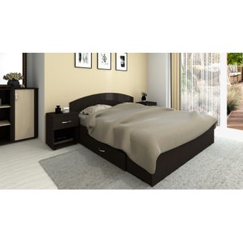 Set pat marcelprod cu 2 noptiere, 140x200cm, wenge