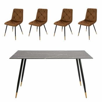 Set masa mb-78 negru cu 4 scaune s-164 maro