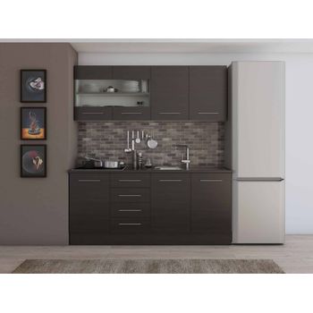 Set mobila bucatarie alfa 180 cm, culoare wenge