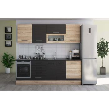 Set mobila de bucatarie alfa - 260 cm, culoare wenge / sonoma