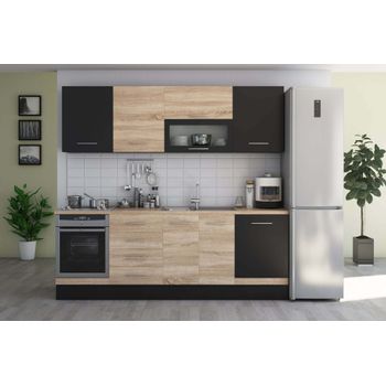 Set mobila de bucatarie alfa - 260 cm, culoare sonoma / wenge