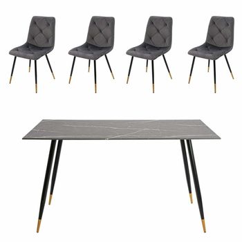 Set masa mb-78 negru cu 4 scaune s-164 gri