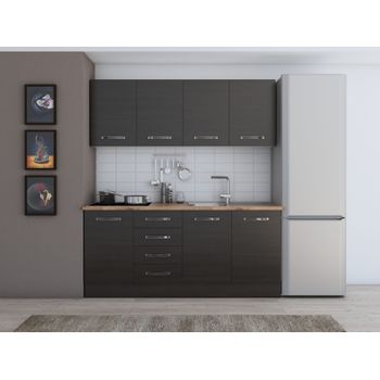Set mobila bucatarie alfa 180 cm, culoare wenge/nuc
