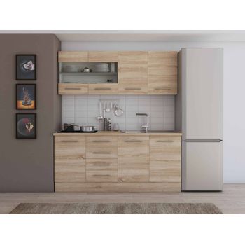 Set mobila bucatarie alfa 180 cm, culoare sonoma