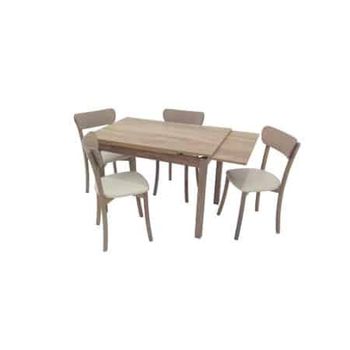 Set masă extensibilă cu 4 scaune, akca 5445 crem