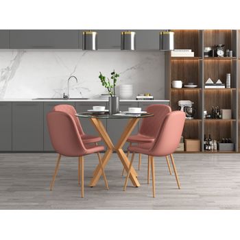 Set masa sticla mb-73 + 4 scaune s-151 roz prafuit