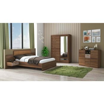 Set dormitor tokyo, nuc, dulap 150 cm, pat 160x200 cm, 2 noptiere, comoda