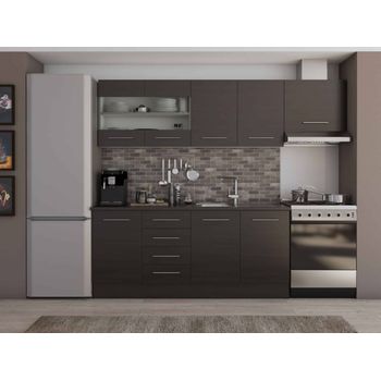 Set mobila bucatarie alfa 240 cm, culoare wenge