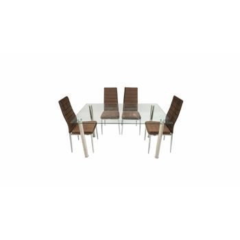 Set masa sticla mb-74 cu 4 scaune s-152 maro
