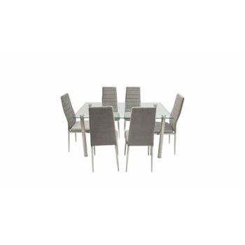 Set masa sticla mb-74 cu 6 scaune s-152 gri