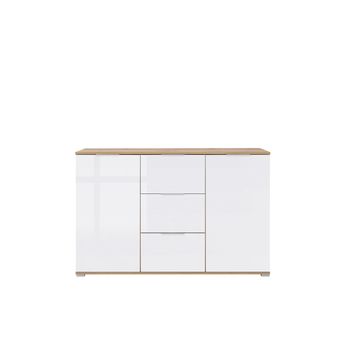 Comoda 2 tudor, 86x135x41 cm, pal, alb/sonoma