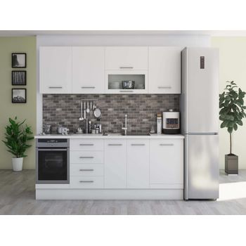 Set mobila de bucatarie alfa 260 cm, culoare alb