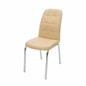 Scaun s-02 ross, crem, piele ecologica, metal cromat