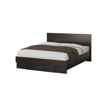 Pat beta cu saltea, wenge, 160x200 cm, suport saltea inclus