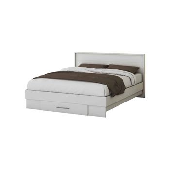 Pat beta cu saltea, alb, 160x200 cm, suport saltea inclus