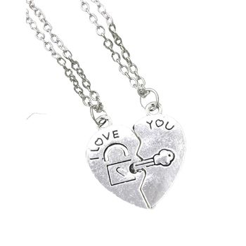Set lantisoare cuplu i love you argintii