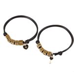 Set bratari cuplu king si queen negre din piele ecologica fotografia produsului
