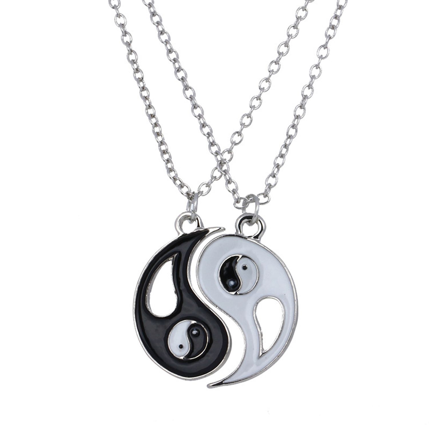 Set 2 lantisoare yin yang culoare argintie fotografia produsului
