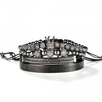 Set 4 brățări luxury, zirconii, negre