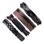 Set de bratari pentru barbati din piele ecologica negre cu maro fotografia produsului