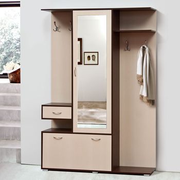 Cuier greta, 140x37x203cm, wenge/mesteacan