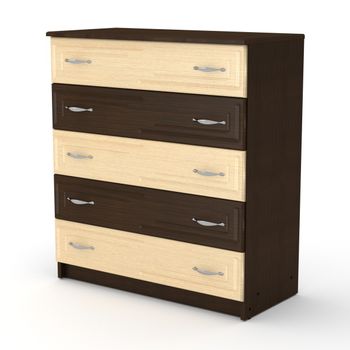 Comoda 5 sertare, 5b mdf, 80x39x90cm, wenge/mesteacan