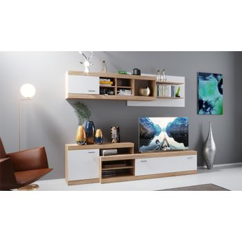 Set living domino, 253x42x200cm, sonoma/alb