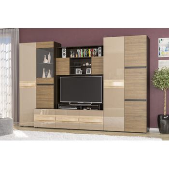 Set living glamur, 300x57x198cm, wenge/nuc